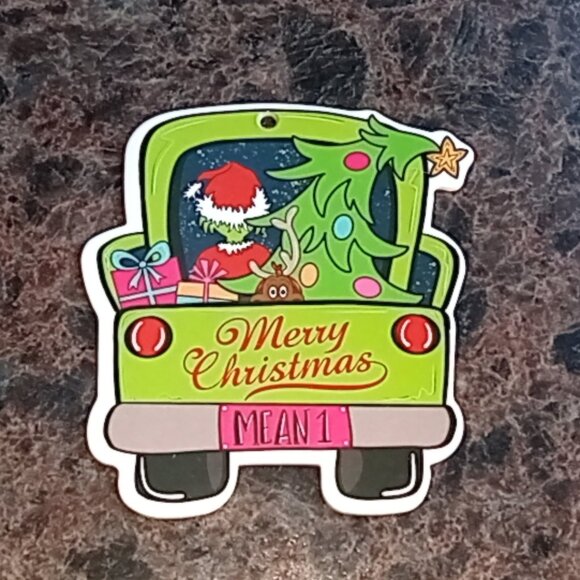 ๐ฏ 10 for $12 / Grinch in Green Truck Chipboard Christmas Ornament Mean 1 - Picture 11 of 12
